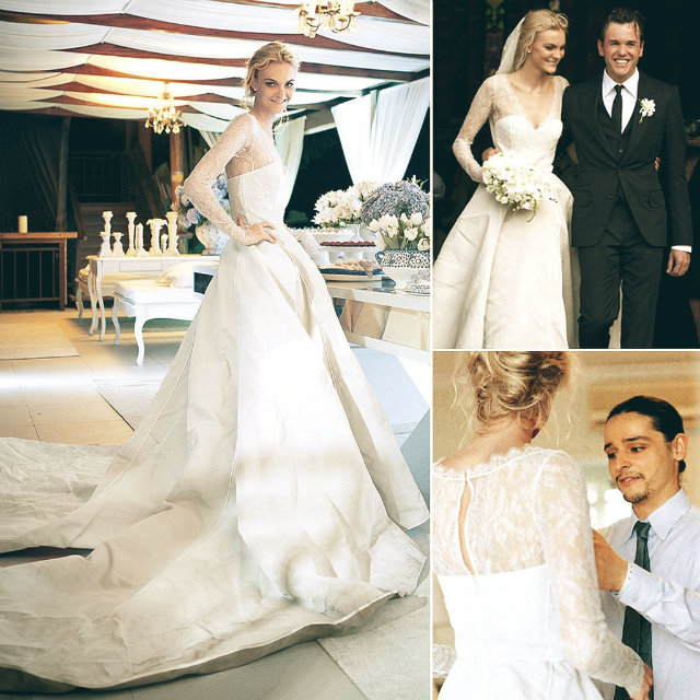 Best Celebrity Wedding Dresses | Caroline Trentini dressed by Oliver Theyskens